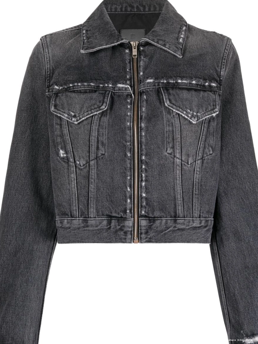 Givenchy denim jacket Women zipped distressed-effect 0317