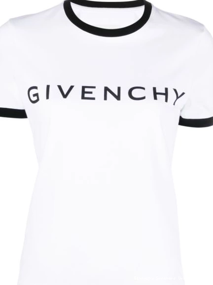 Women Givenchy logo-print T-shirt White Black cotton 0309